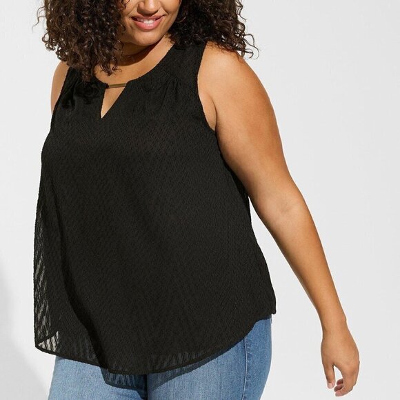 Torrid Chiffon Top Size 1 1X Front Clip Keyhole Sleeveless Lined Lightweight - Picture 15 of 15